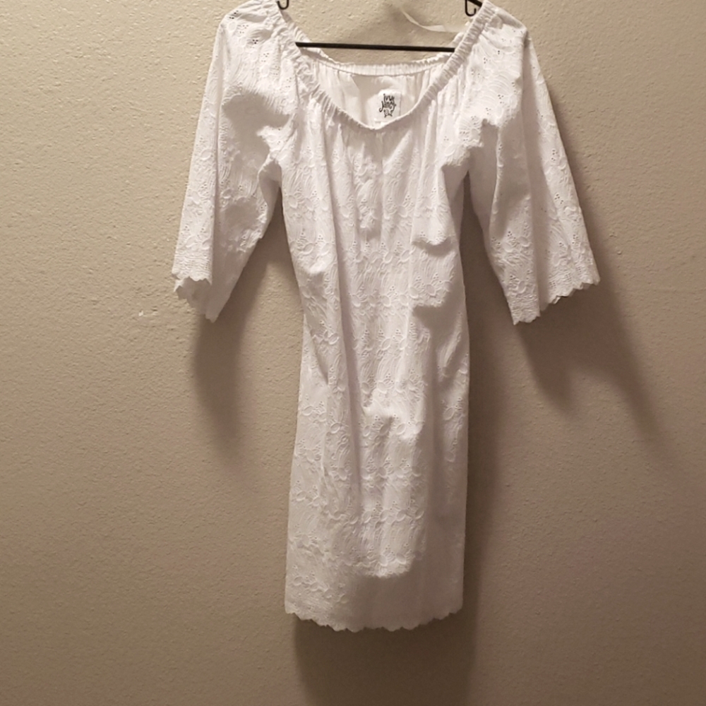 White Eyelet Cotton Dress with built in liner